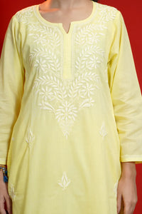 Yellow Chikankari Anarkali Kurta