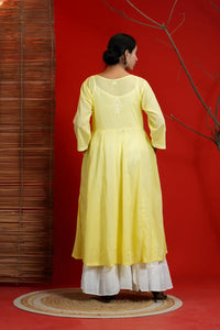 Yellow Chikankari Anarkali Kurta