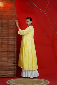Yellow Chikankari Anarkali Kurta