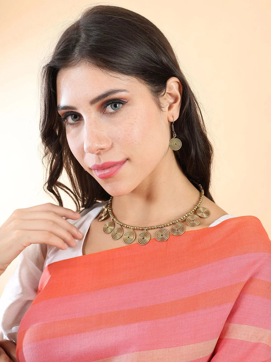 Spiral Coin Brass Necklace Set