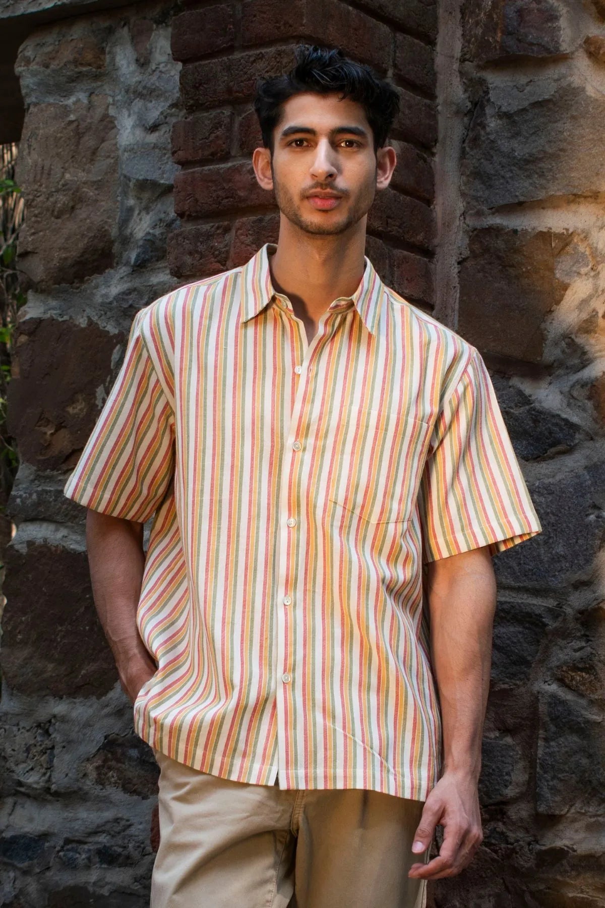 Stripes Half Sleeves Mens Shirt