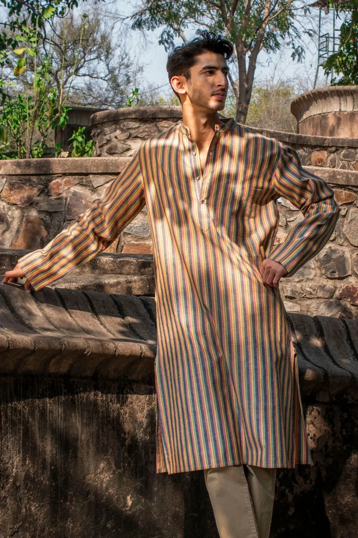 Stripes Mens Kurta