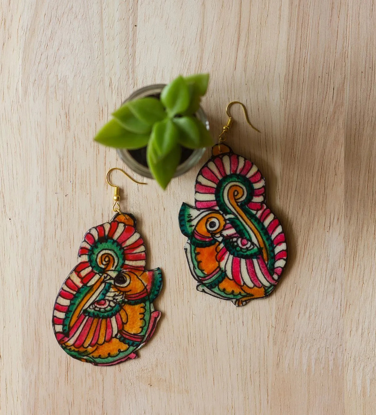 Tholu Peacock Leather Puppet Ear Rings