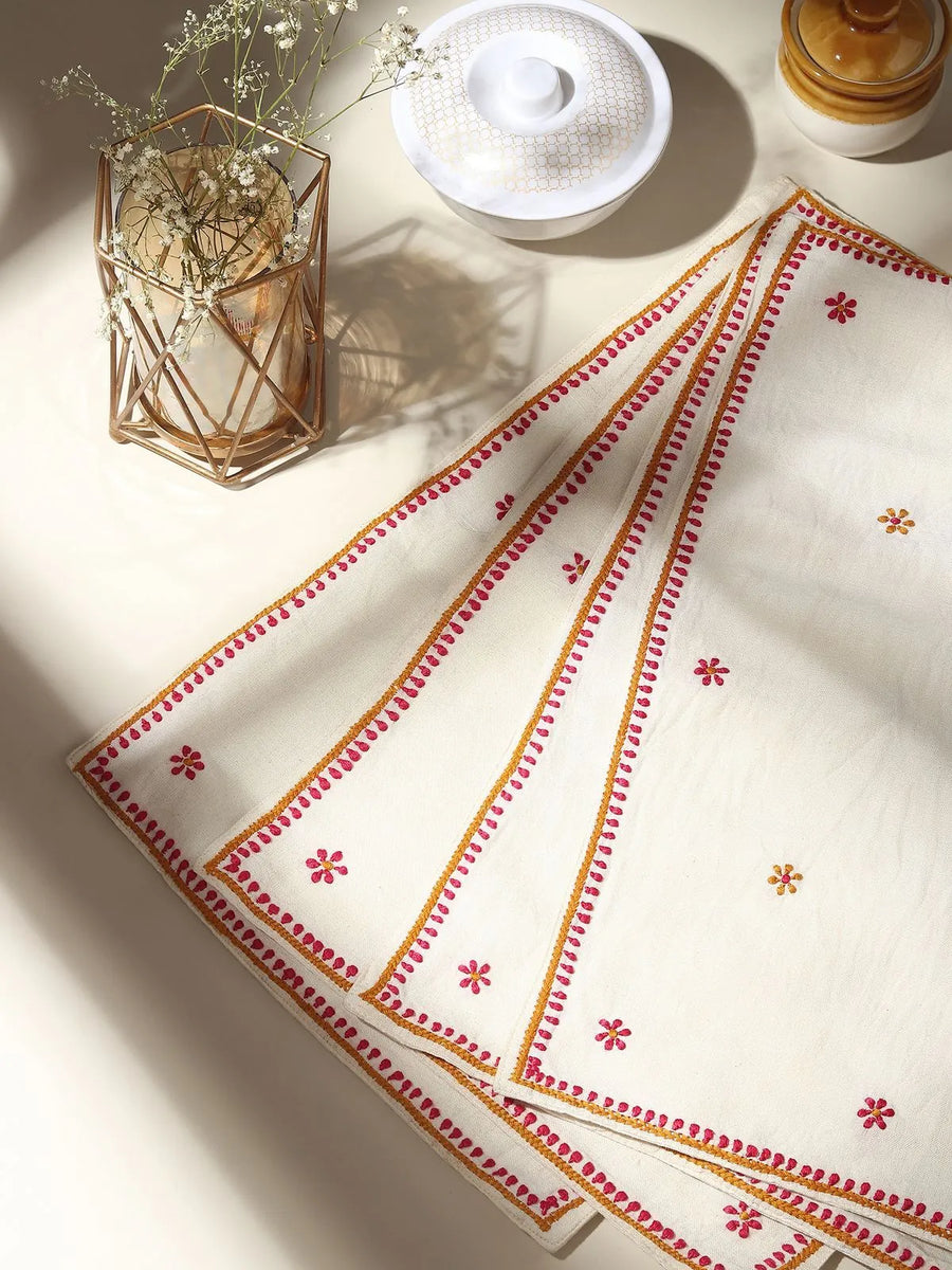 White Chikankari Table Mat