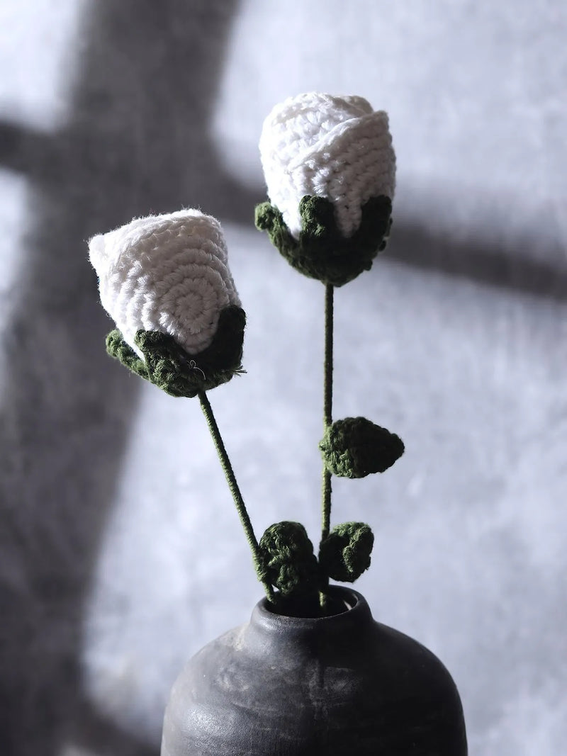 White Crochet Rose