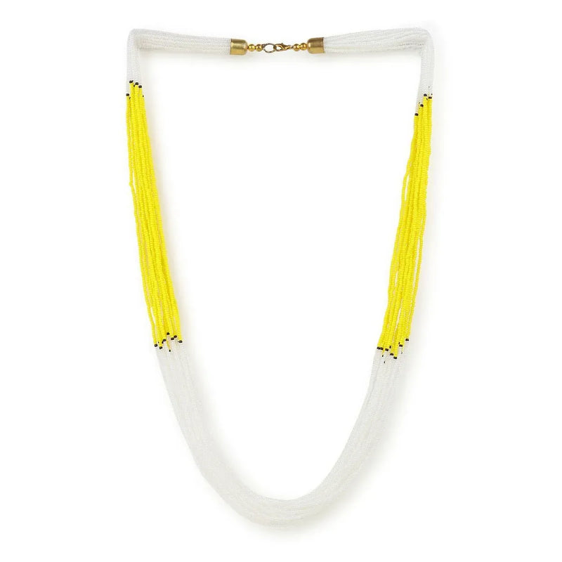 Yellow-White Beaded Layer Necklace