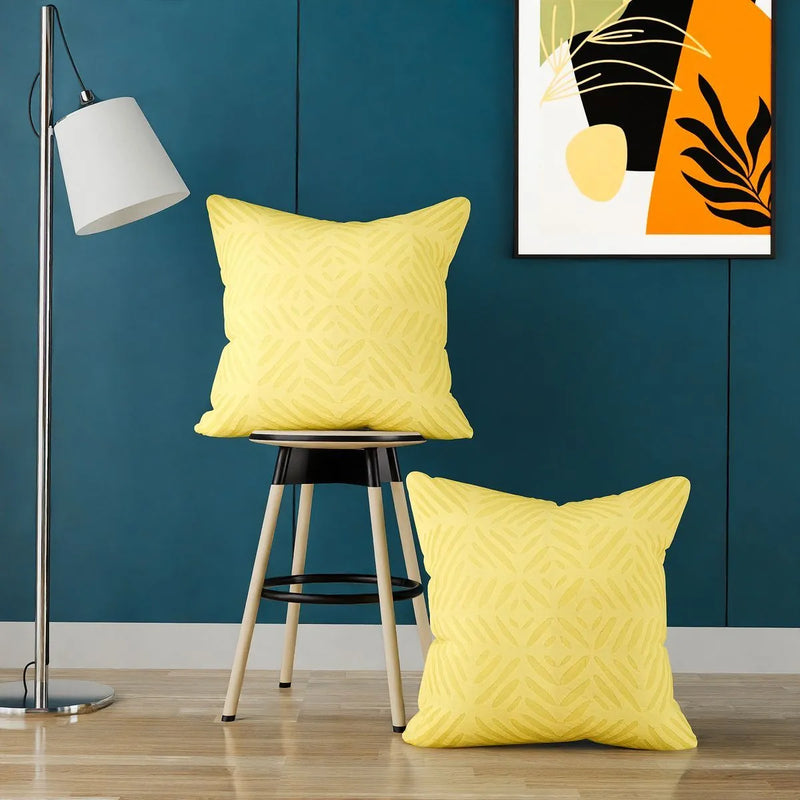 Yellow Applique Cushion Cover