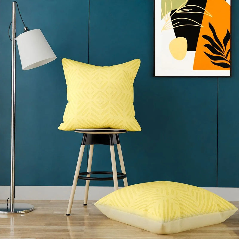 Yellow Applique Cushion Cover
