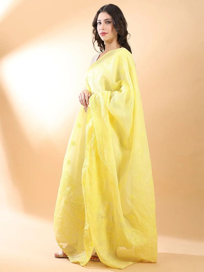 Yellow Chikankari Dupatta