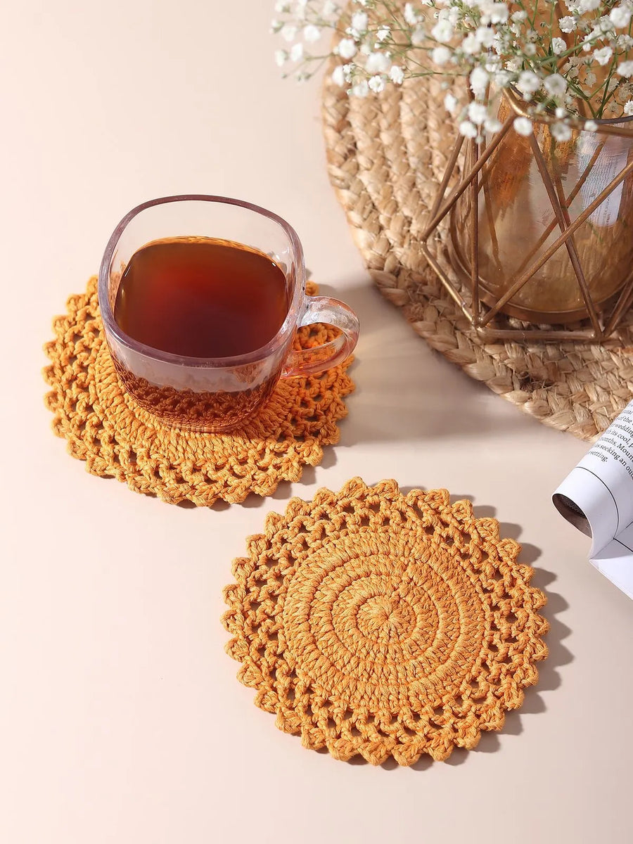 Yellow Crochet Coasters