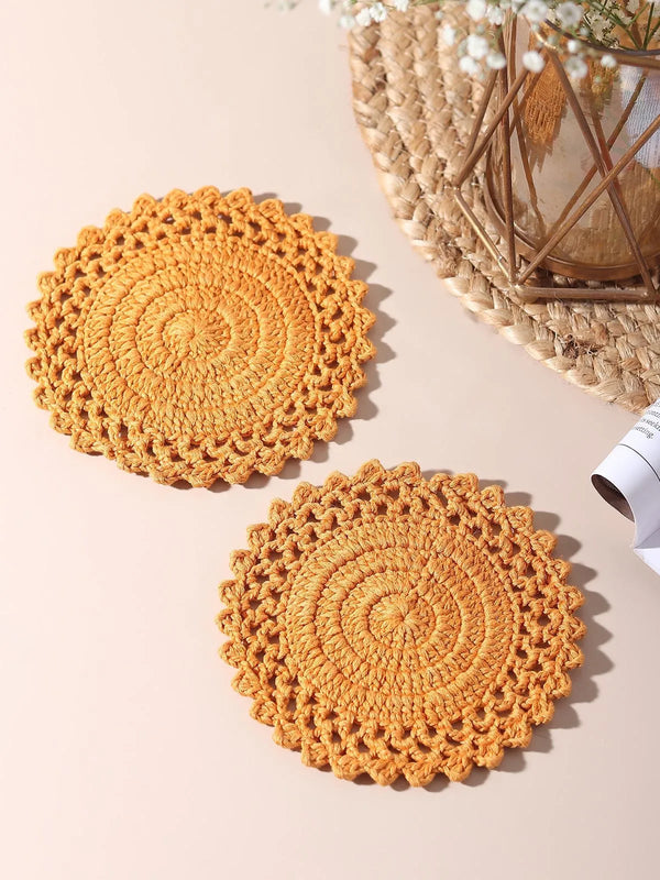Yellow Crochet Coasters
