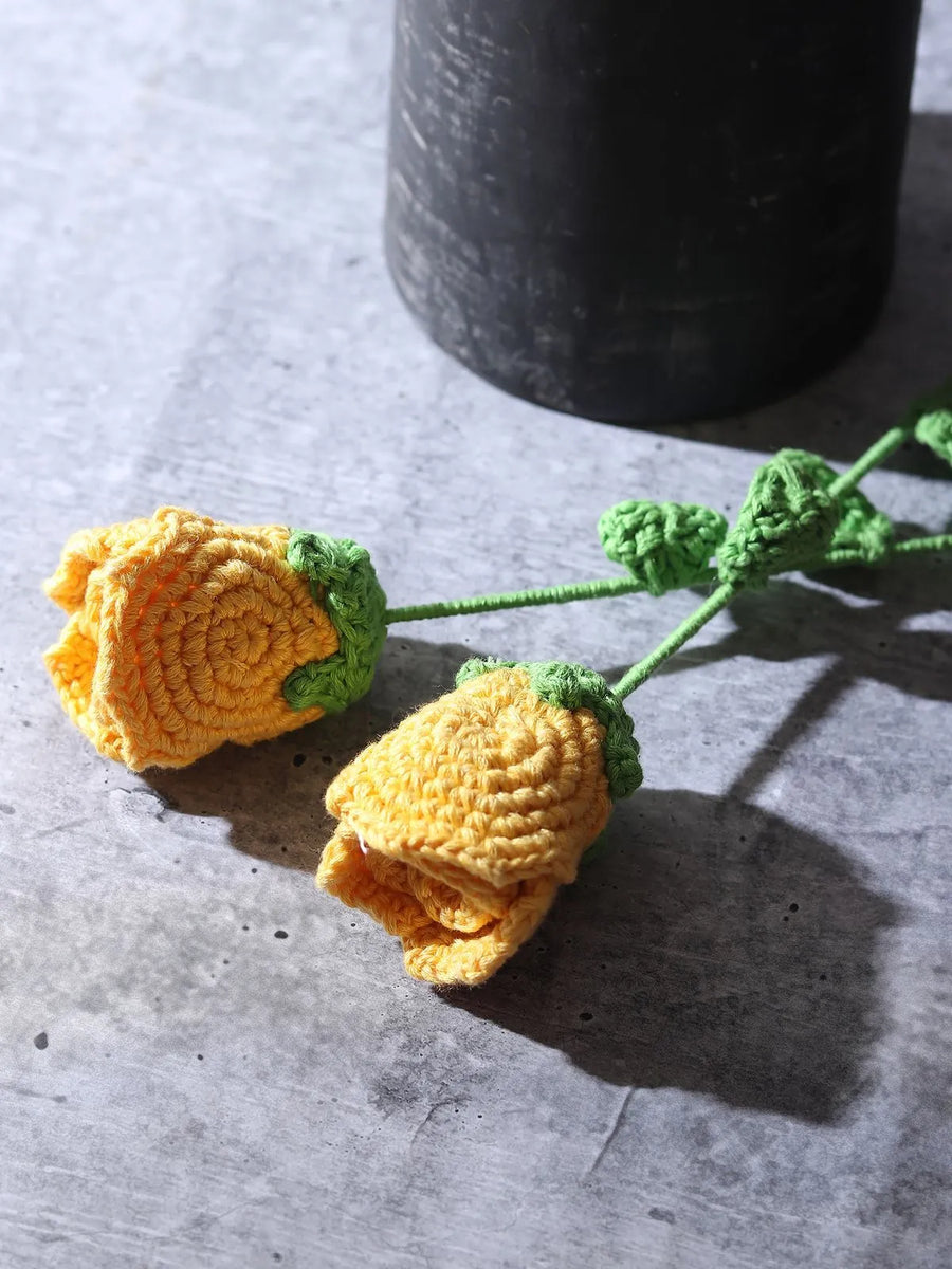 Yellow Crochet Rose