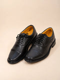 Black Leather Cap Toe Derby Shoes