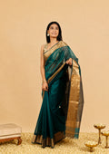 Bottle Green Maheswari Silk Saree