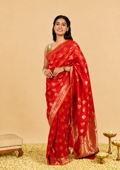 Crimson Banarasi Silk Saree