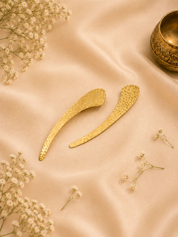 Curved Quill Brass Earrings