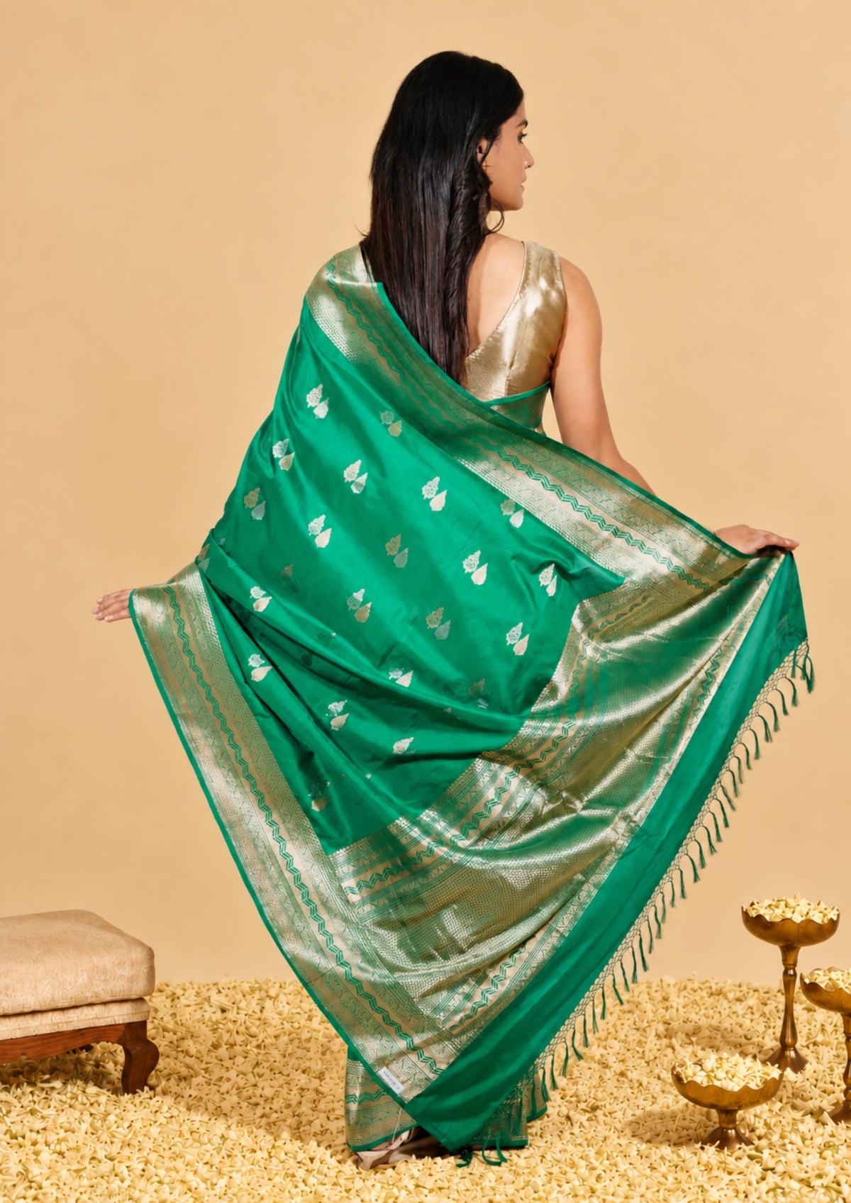 Emerald Banarasi Silk Saree