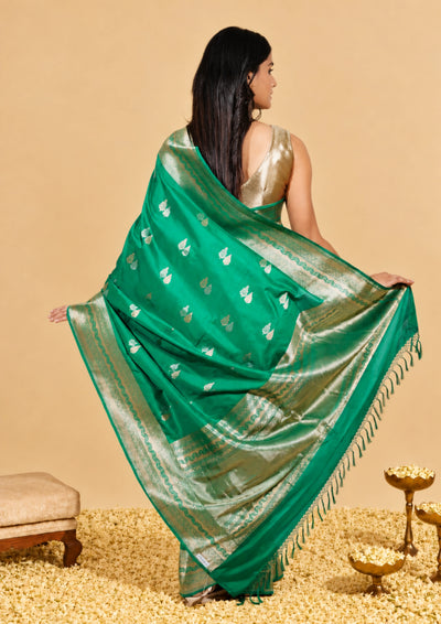 Emerald Banarasi Silk Saree