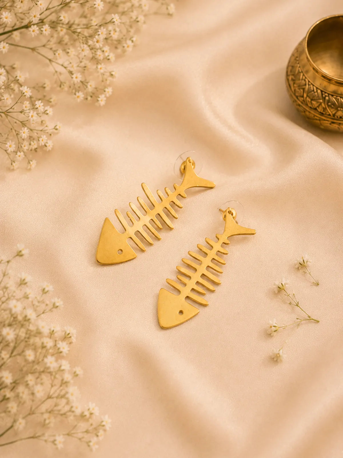 Fishbone Brass Earrings