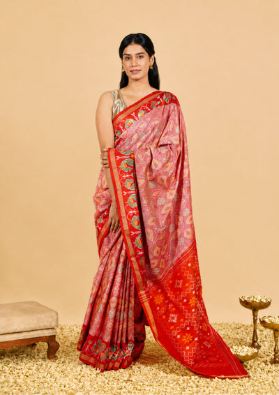 Gulnaar Pink Pochampally Ikat Saree