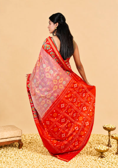 Gulnaar Pink Pochampally Ikat Saree