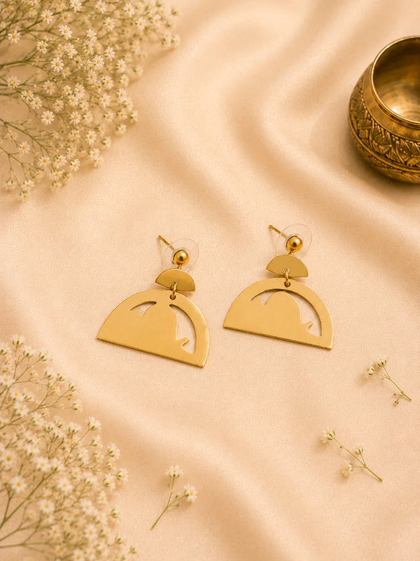 Half Moon Brass Earrings