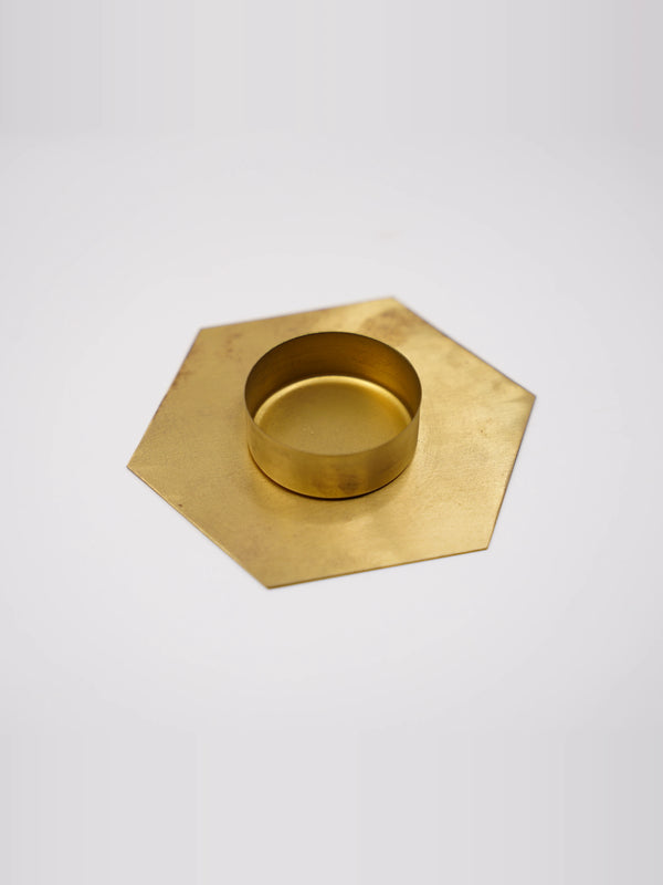 Hexagon Brass Tea Light Holder
