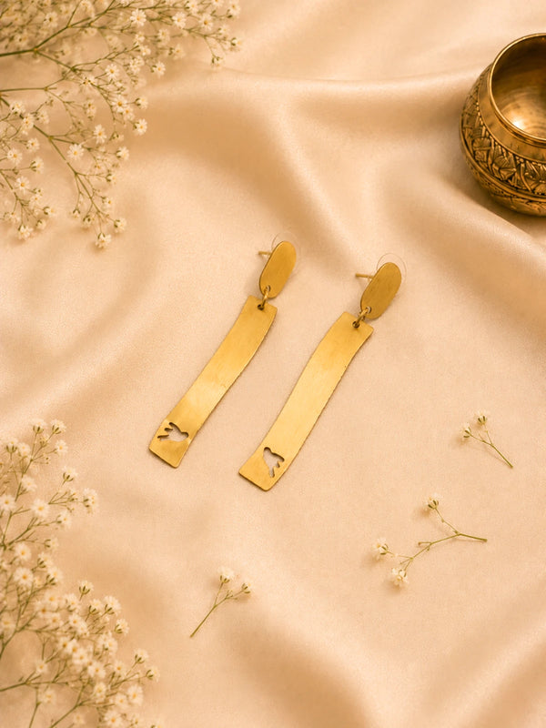 Long Bar Brass Earrings