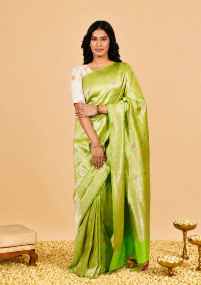 Mehendi Green Banarasi Silk Saree