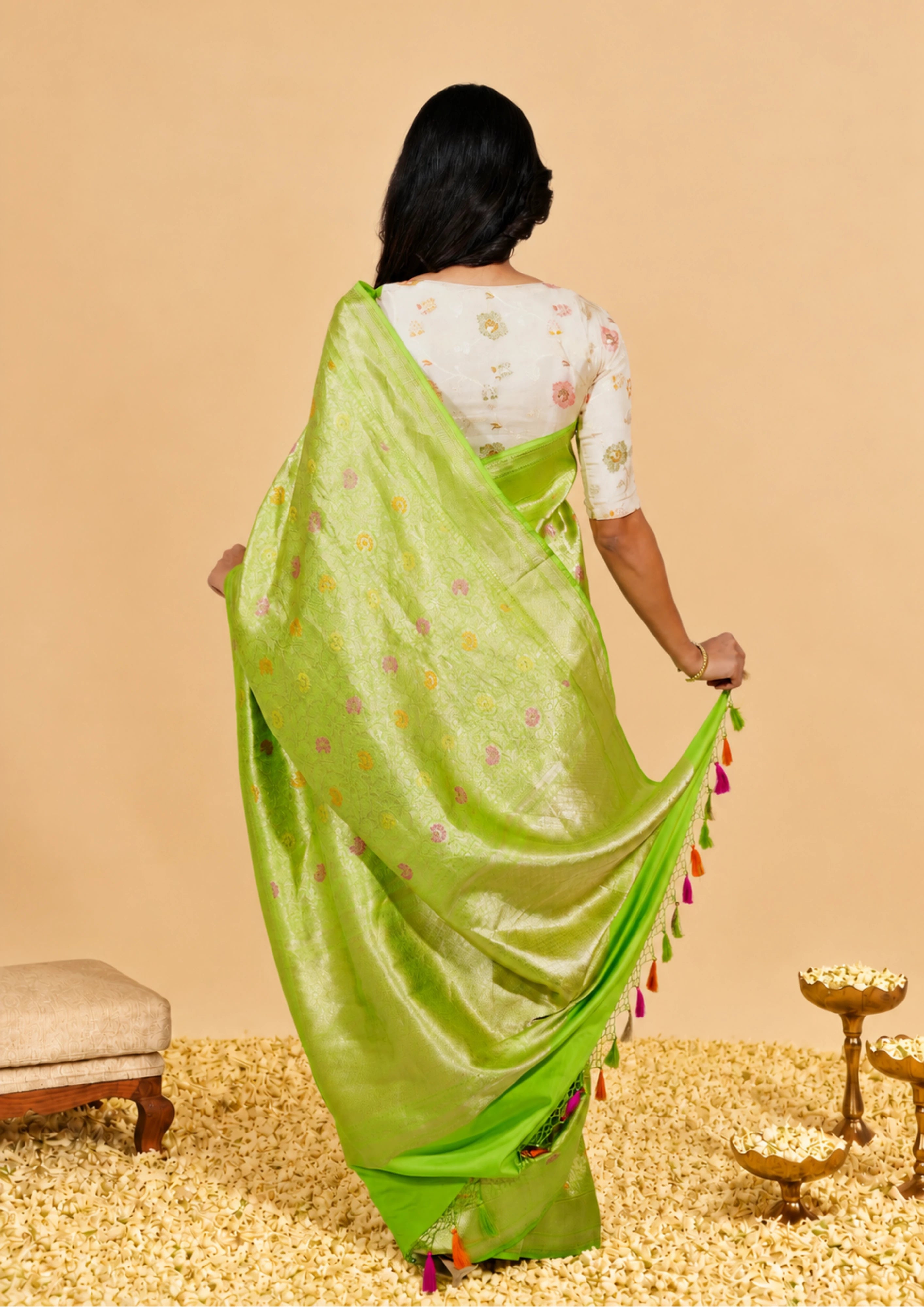 Mehendi Green Banarasi Silk Saree
