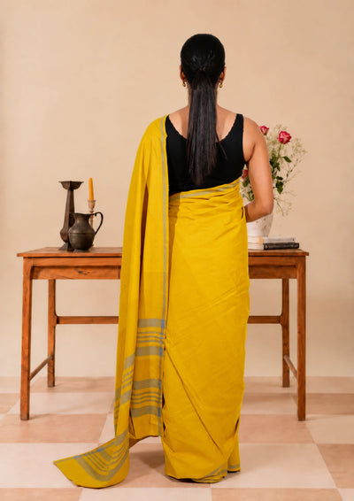 Mustard Handwoven Cotton Saree