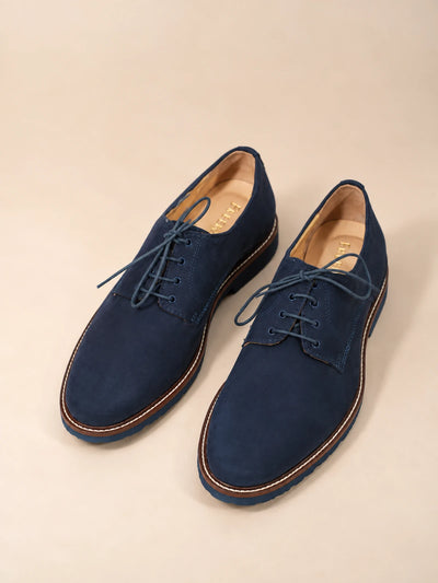 Navy Suede Derby Shoes