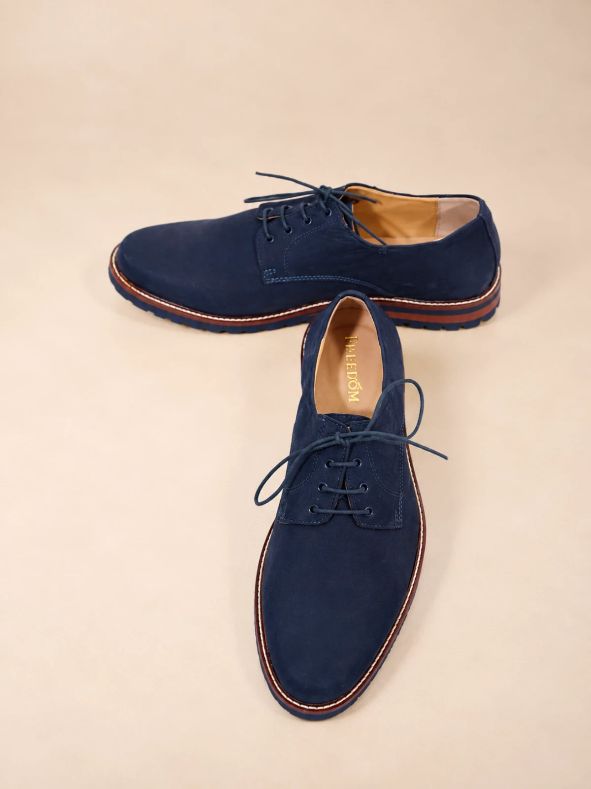 Navy Suede Derby Shoes