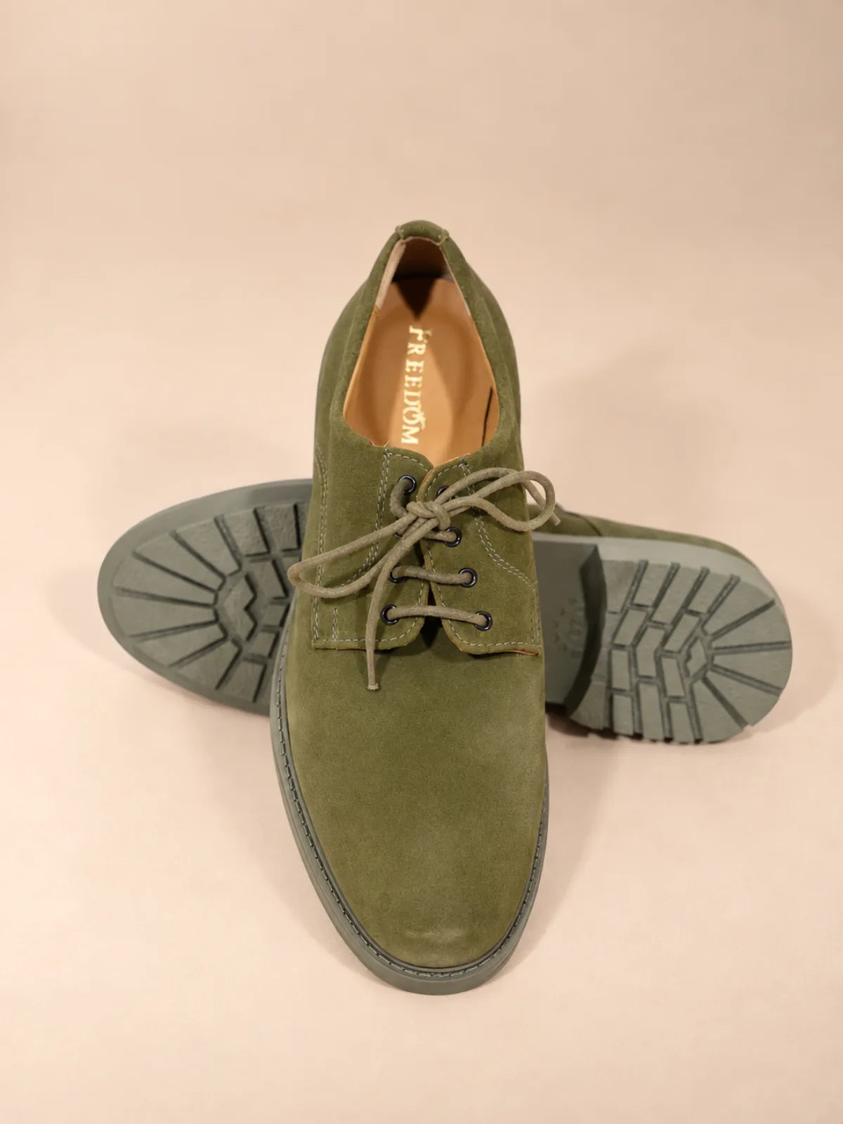Olive Suede Derby Shoes