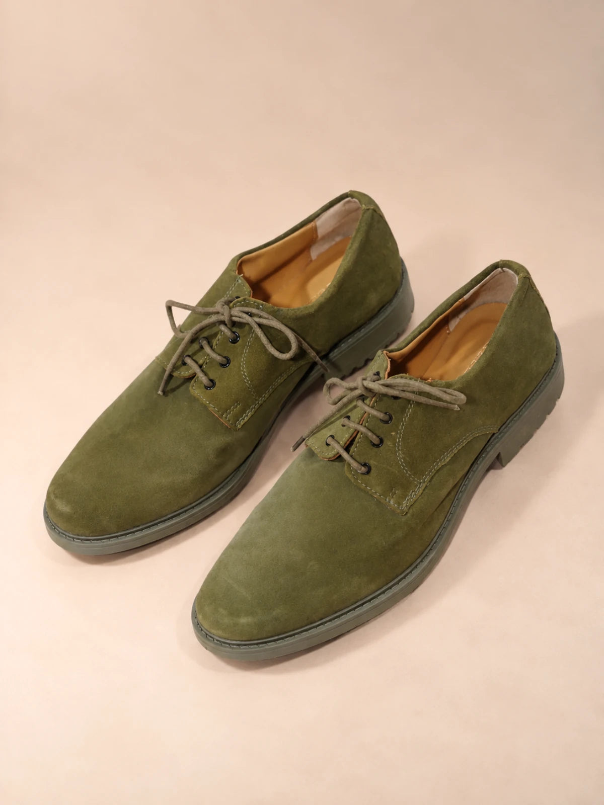 Olive Suede Derby Shoes