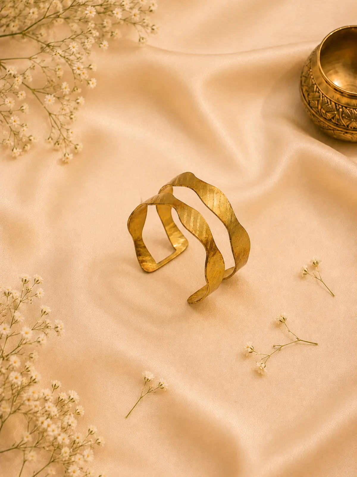 Ribbon Fold Brass Cuff