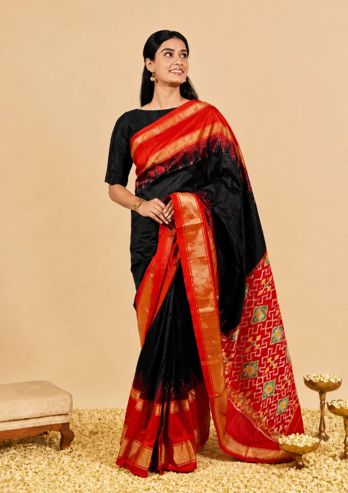 Shadow Red Pochampally Saree