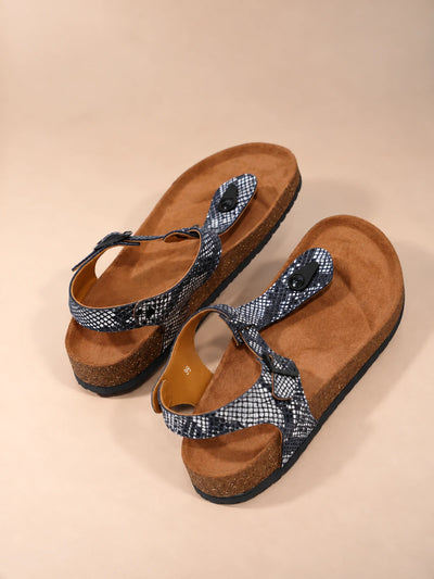 Snake Print Toe Post Sandals