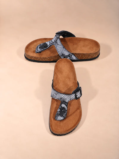 Snake Print Toe Post Sandals