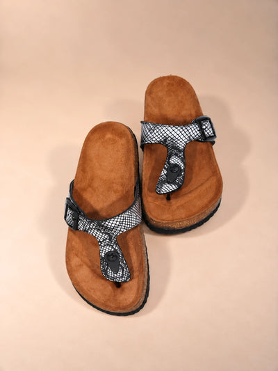 Snake Print Toe Post Sandals