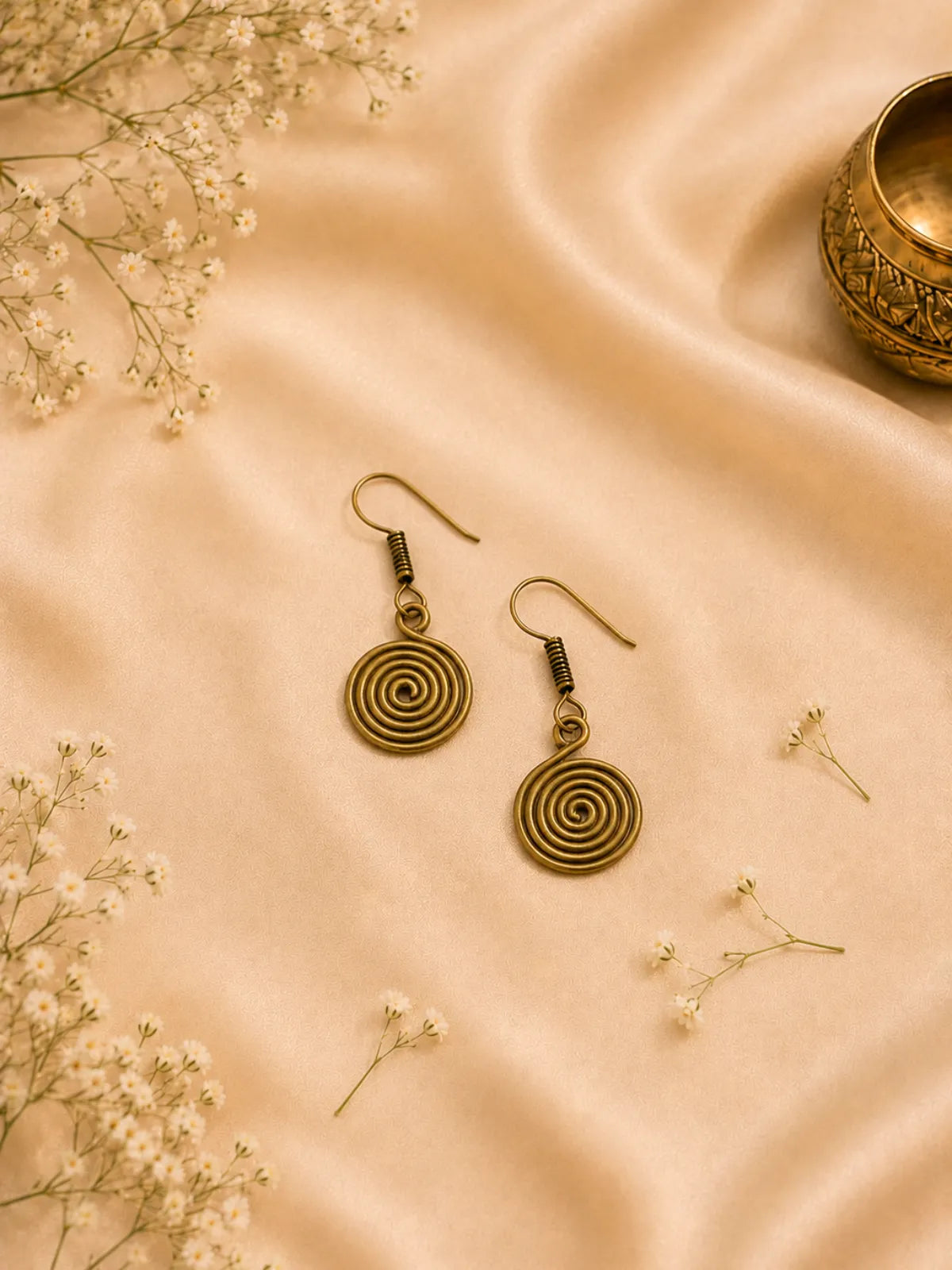 Spiral Coil Brass Earrings