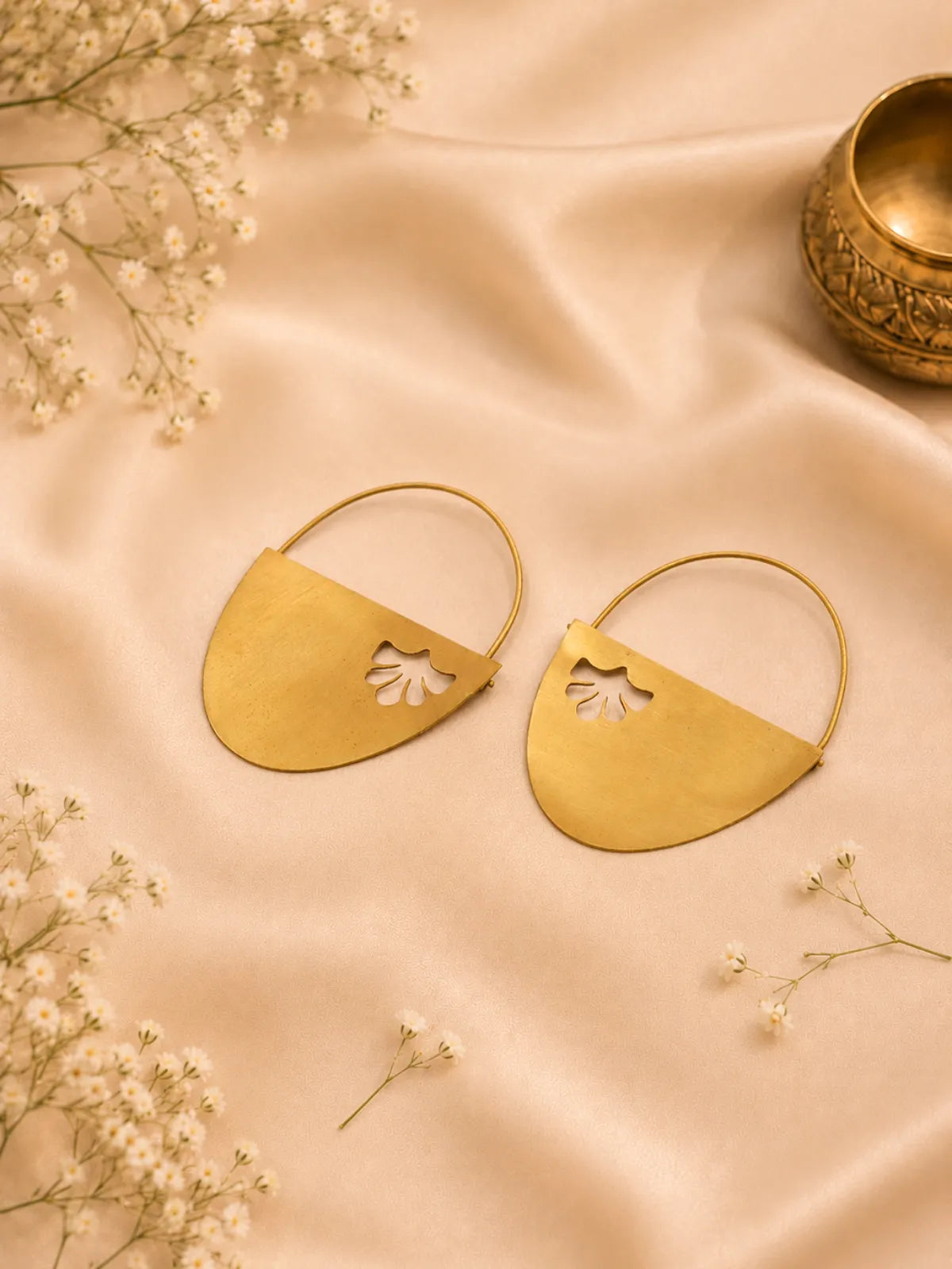 Sunrise Dome Brass Earrings