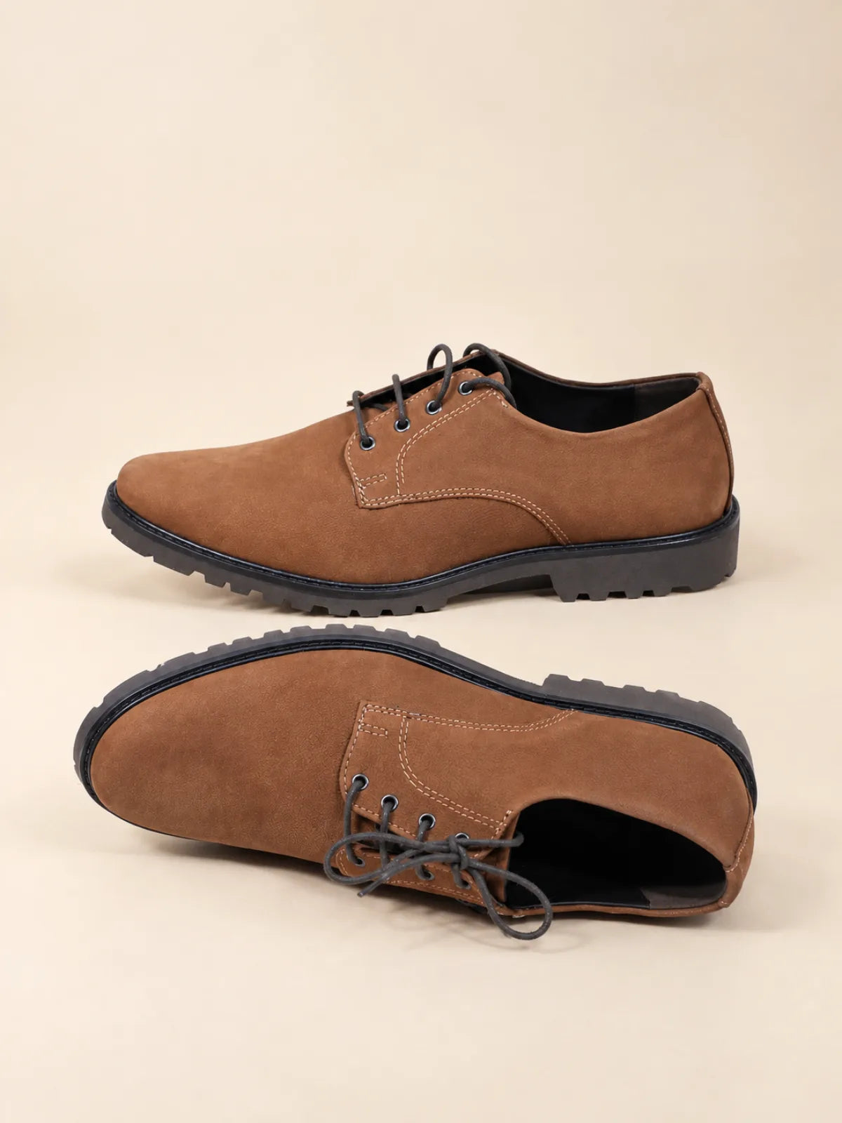 Taupe Suede Derby Shoes