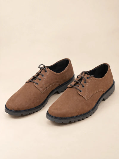 Taupe Suede Derby Shoes