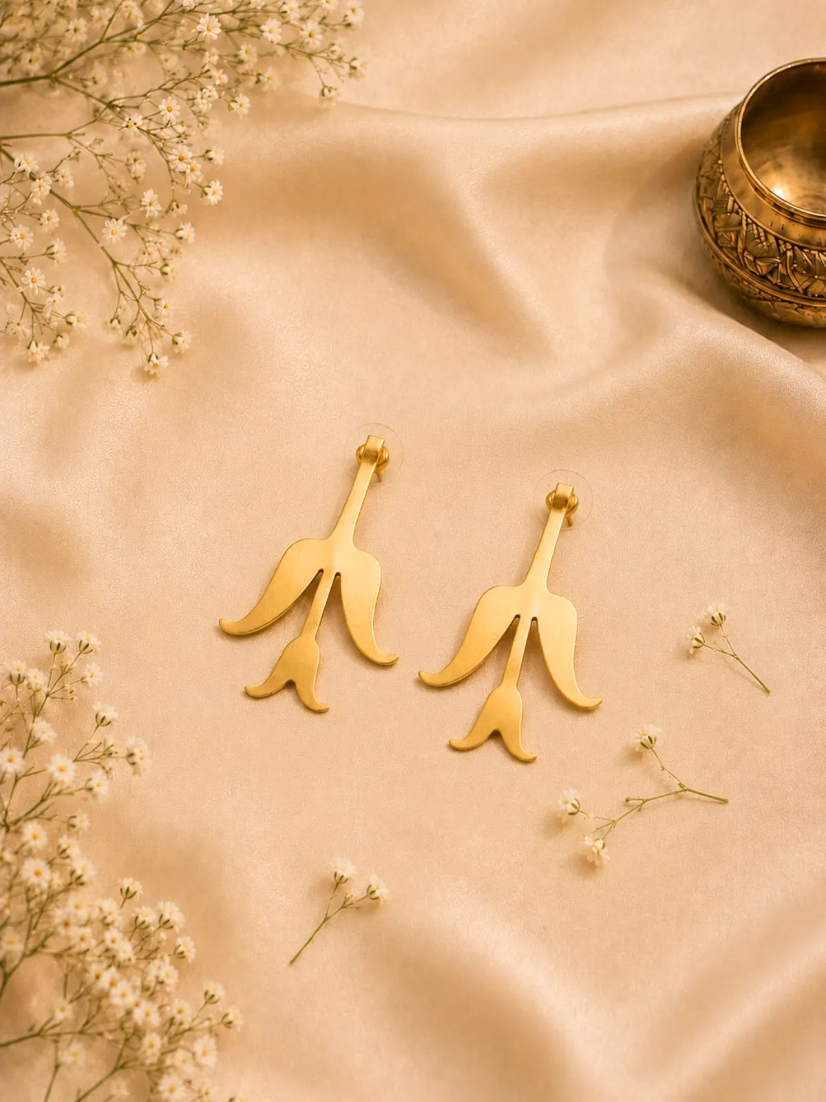 Tulip Bell Brass Earrings