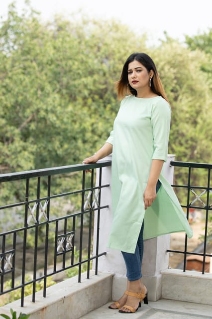 Women Solid Khadi Cotton Straight Kurta