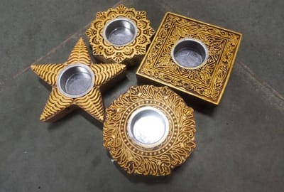 Wooden Print Candle Stands