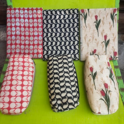 Printed Cotton Covered Notebook And Pouch