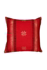 Block Printing / Hand Embroidered / Cushion Cover / Red Colour