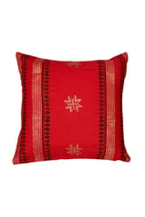 Block Printing / Hand Embroidered / Cushion Cover / Red Colour